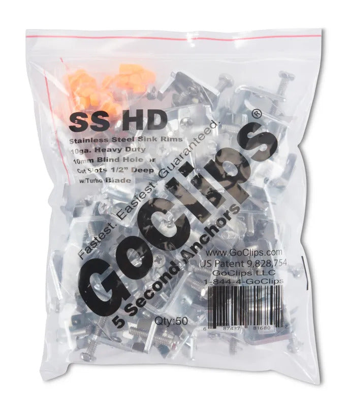 Go Clips Stainless Steel, Heavy Duty Sink Clips, 50 Per Bag, 1/8" Max